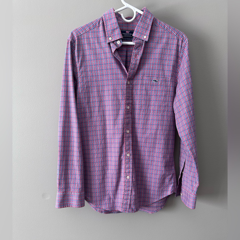 Vineyard Vines Men's Purple Checkered Shirt